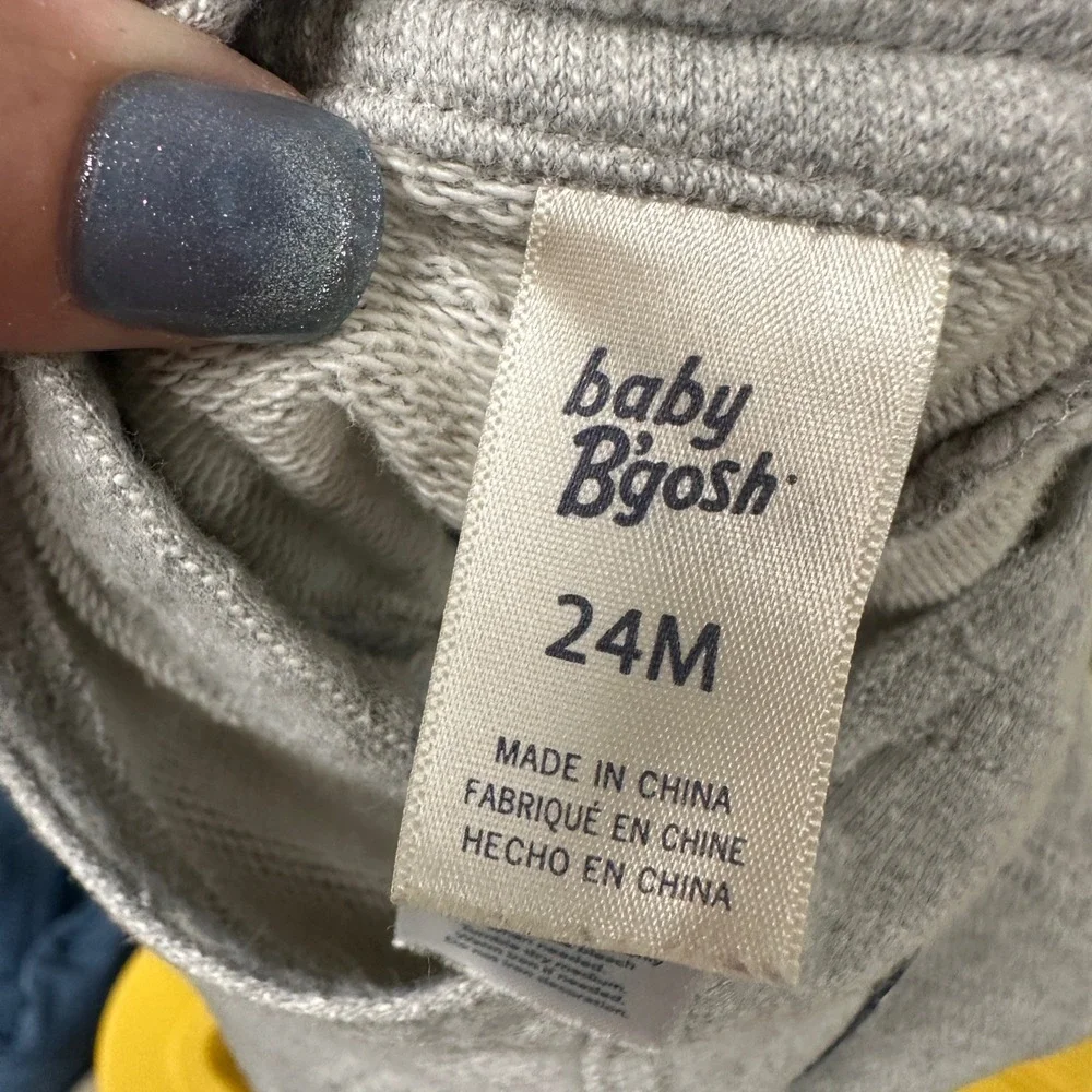 OshKosh B'gosh Baby B'gosh‎ Gray Fleece Bib Overalls Snaps 24M